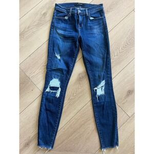 J Brand Cropped Skinny Ankle Distressed Ripped Jeans Dark Wash‎ Size 24